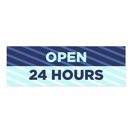 Cgsignlab | פתח 24 שעות -חלון כחול נצמד בחלון | 36 x12